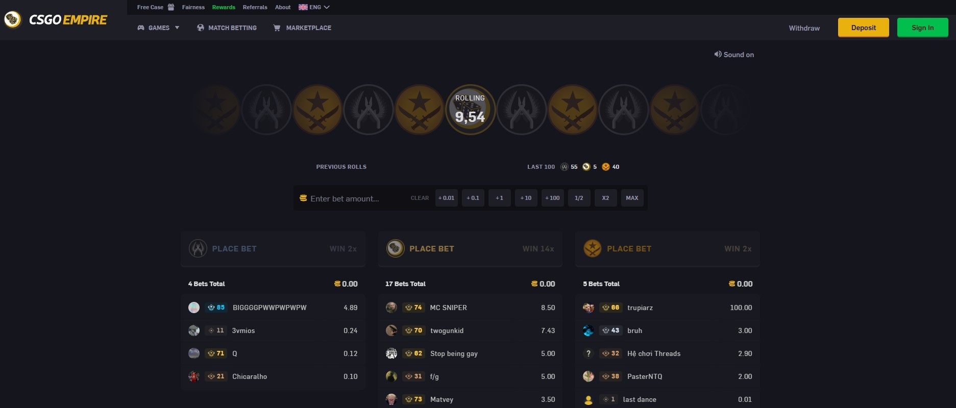Classic skin roulette wheel interface